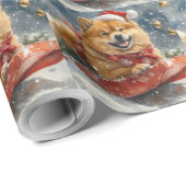 Chow Chow Hund in Sledge Lass es Schnee Weihnachte Geschenkpapier (Rolleneckpunkt)