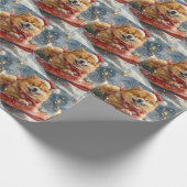 Chow Chow Hund in Sledge Lass es Schnee Weihnachte Geschenkpapier (Ecke)