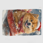 Chow Chow Hund in Sledge Lass es Schnee Weihnachte Golfhandtuch (Horizontal)