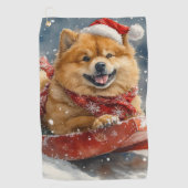 Chow Chow Hund in Sledge Lass es Schnee Weihnachte Golfhandtuch (Vorderseite)