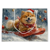 Chow Chow Hund in Sledge Lass es Schnee Weihnachte Große Geschenktüte (Vorderseite)