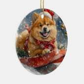 Chow Chow Hund in Sledge Lass es Schnee Weihnachte Keramik Ornament (Rechts)