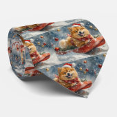 Chow Chow Hund in Sledge Lass es Schnee Weihnachte Krawatte (Gerollt)