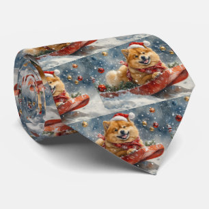 Chow Chow Hund in Sledge Lass es Schnee Weihnachte Krawatte
