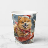 Chow Chow Hund in Sledge Lass es Schnee Weihnachte Pappbecher (Rückseite)