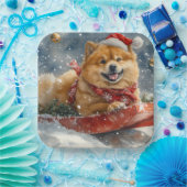 Chow Chow Hund in Sledge Lass es Schnee Weihnachte Pappteller (Party)