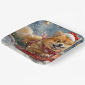 Chow Chow Hund in Sledge Lass es Schnee Weihnachte Pappteller (Gewinkelt)