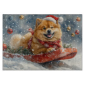 Chow Chow Hund in Sledge Lass es Schnee Weihnachte Schneidebrett (Vorderseite)