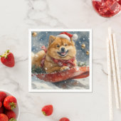 Chow Chow Hund in Sledge Lass es Schnee Weihnachte Serviette (Beispiel)