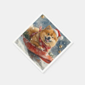 Chow Chow Hund in Sledge Lass es Schnee Weihnachte Serviette (Ecke)