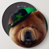 Chow Chow Hund in St. Patrick's Day Dress Button (Vorne & Hinten)