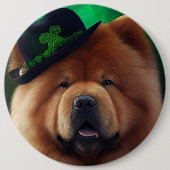 Chow Chow Hund in St. Patrick's Day Dress Button (Vorderseite)