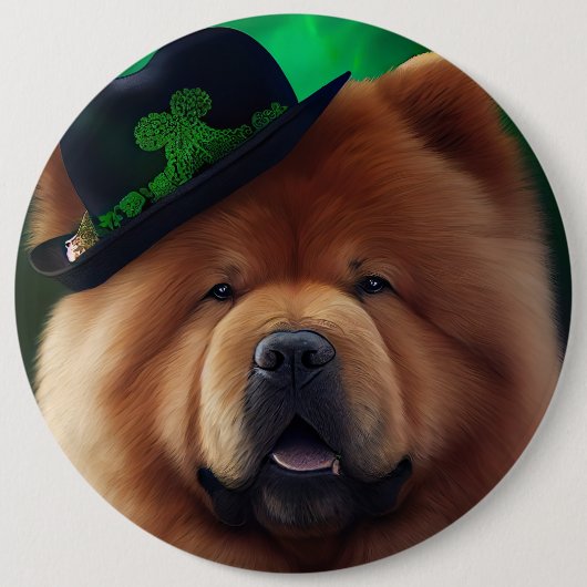 Chow Chow Hund in St. Patrick's Day Dress Button (Vorderseite)