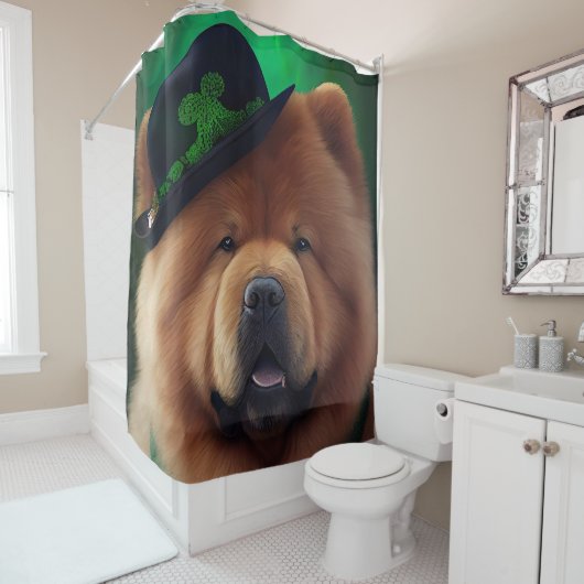 Chow Chow Hund in St. Patrick's Day Dress Duschvorhang (Beispiel)
