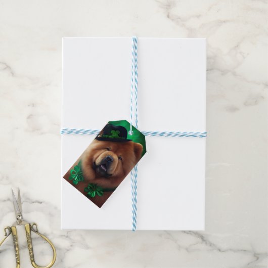 Chow Chow Hund in St. Patrick's Day Dress Geschenkanhänger (Mit Garn)