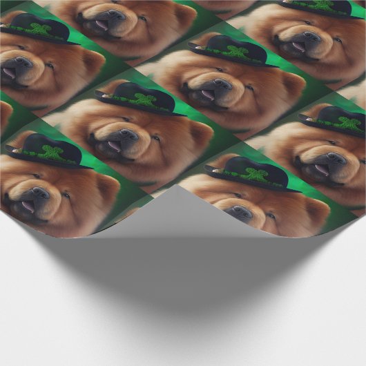 Chow Chow Hund in St. Patrick's Day Dress Geschenkpapier (Ecke)