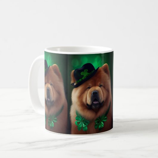 Chow Chow Hund in St. Patrick's Day Dress Kaffeetasse (Vorderseite Links)