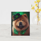 Chow Chow Hund in St. Patrick's Day Dress Karte (Gelbe Blume)