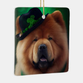 Chow Chow Hund in St. Patrick's Day Dress Keramikornament (Rechts)