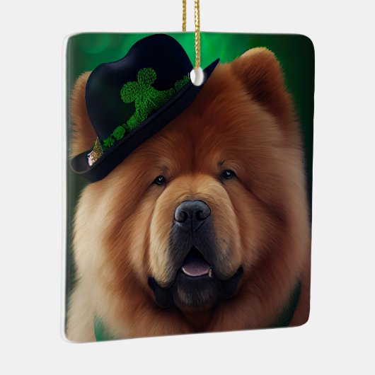 Chow Chow Hund in St. Patrick's Day Dress Keramikornament (Rechts)