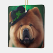 Chow Chow Hund in St. Patrick's Day Dress Keramikornament (Links)