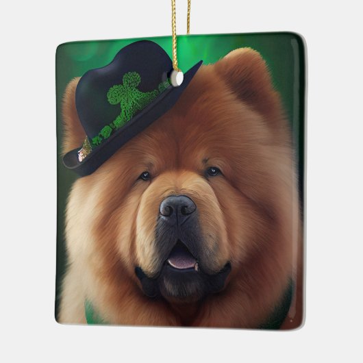 Chow Chow Hund in St. Patrick's Day Dress Keramikornament (Links)