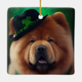 Chow Chow Hund in St. Patrick's Day Dress Keramikornament (Rückseite)