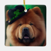 Chow Chow Hund in St. Patrick's Day Dress Keramikornament (Vorderseite)