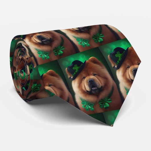 Chow Chow Hund in St. Patrick's Day Dress Krawatte (Gerollt)