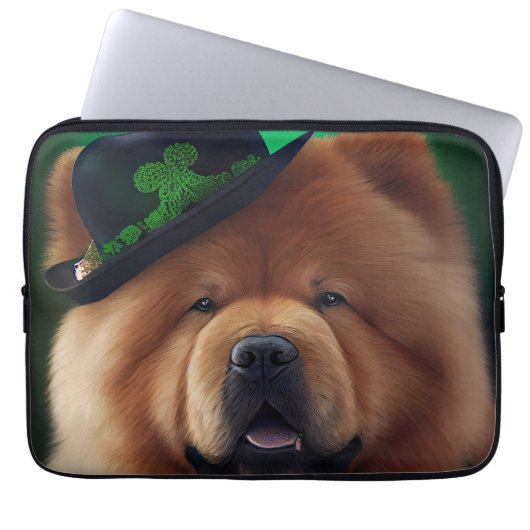 Chow Chow Hund in St. Patrick's Day Dress Laptopschutzhülle (Vorderseite)