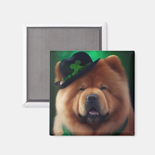 Chow Chow Hund in St. Patrick's Day Dress Magnet (Vorderseite/Rückseite)