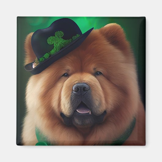 Chow Chow Hund in St. Patrick's Day Dress Magnet (Vorne)