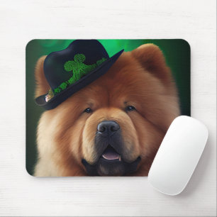 Chow Chow Hund in St. Patrick's Day Dress Mousepad