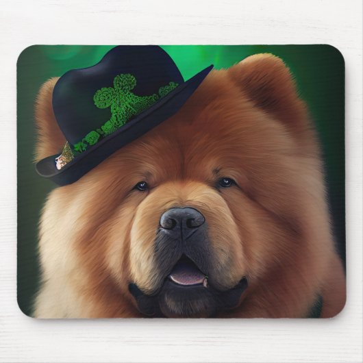 Chow Chow Hund in St. Patrick's Day Dress Mousepad (Vorne)