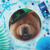 Chow Chow Hund in St. Patrick's Day Dress Pappteller (Party)