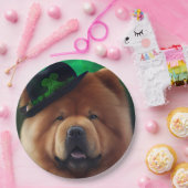 Chow Chow Hund in St. Patrick's Day Dress Pappteller (Party)