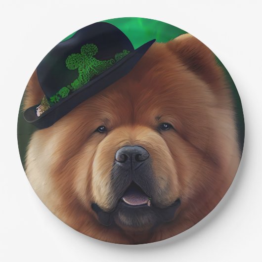 Chow Chow Hund in St. Patrick's Day Dress Pappteller (Vorderseite)