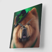 Chow Chow Hund in St. Patrick's Day Dress Quadratische Wanduhr (Winkel)