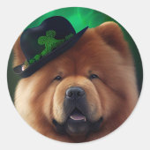 Chow Chow Hund in St. Patrick's Day Dress Runder Aufkleber (Vorderseite)