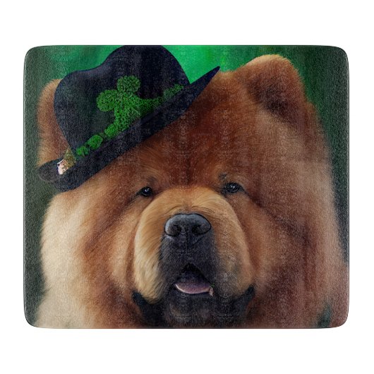 Chow Chow Hund in St. Patrick's Day Dress Schneidebrett (Vorderseite)