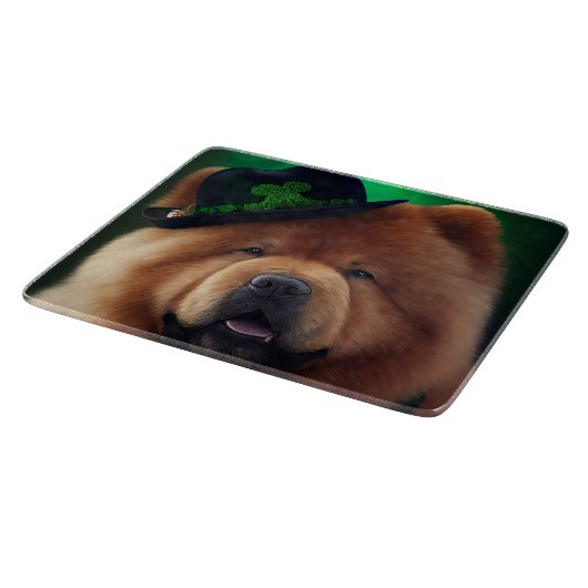 Chow Chow Hund in St. Patrick's Day Dress Schneidebrett (Ecke)