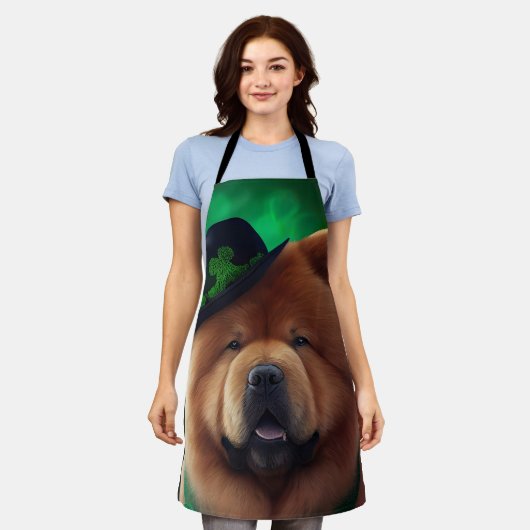 Chow Chow Hund in St. Patrick's Day Dress Schürze (Getragen)