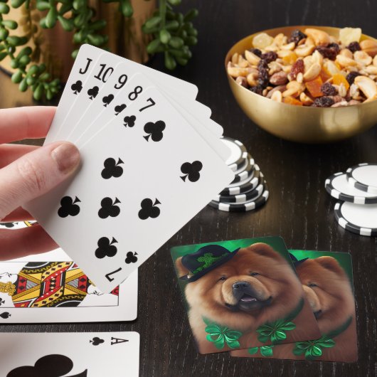 Chow Chow Hund in St. Patrick's Day Dress Spielkarten (In Situ)