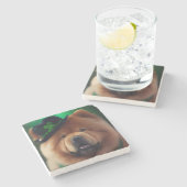 Chow Chow Hund in St. Patrick's Day Dress Steinuntersetzer (Seitenansicht)