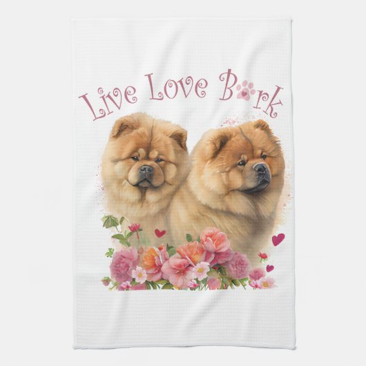 Chow Chow Hund Mama Floral Geschirrtuch (Vertikal)