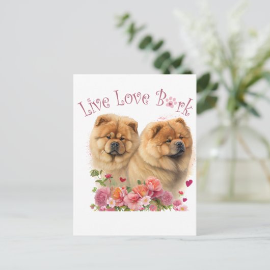 Chow Chow Hund Mama Floral Postkarte (Stehend Vorderseite)