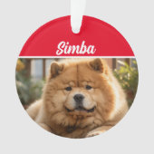 Chow Chow Hund mit Name und Foto Weihnachten Ornament (Vorderseite)