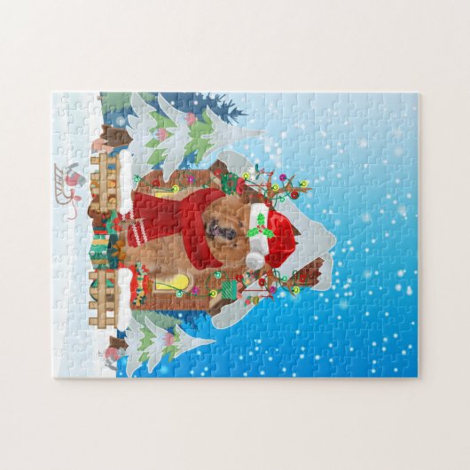 Chow Chow Hund mit Weihnachtsgeschenken Puzzle (Horizontal)