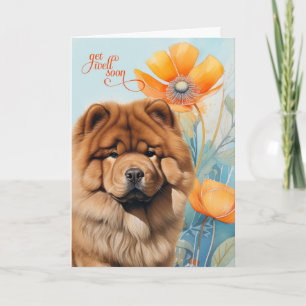 Chow Chow Hund Orangefarbene Mohnblumen Gute Besse Karte