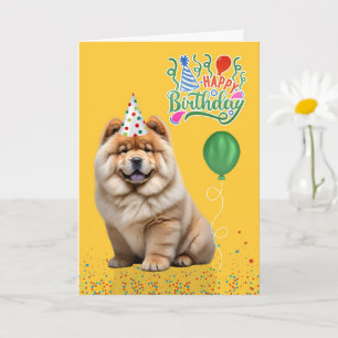 Chow Chow Hund Partyhut Gelb Geburtstag Karte